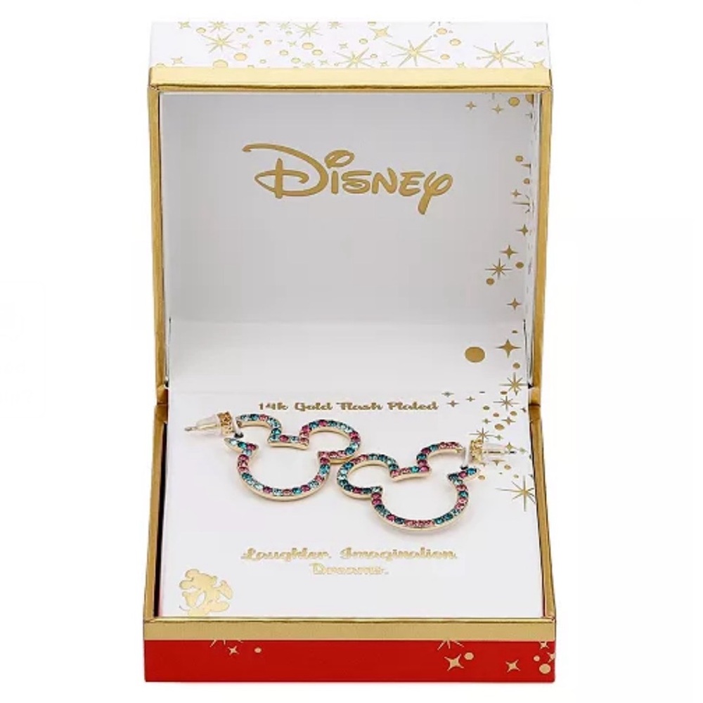 NWT DISNEY Crystal Mickey Mouse Hoop Earrings